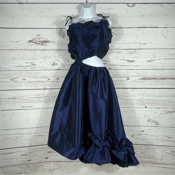 Kika Vargas Dresses & Skirts - KIKA VARGAS Navy Ramya Asymmetrical Midi Dress - Sz - Large